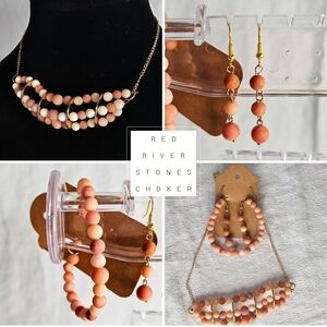 Red River Stones Choker and Earrings Set